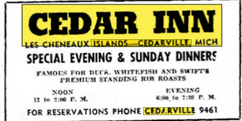 Cedar Inn -  Aug 1953 Ad (newer photo)